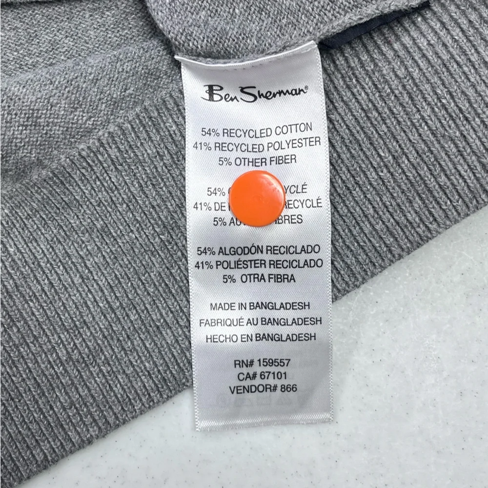 Ben Sherman Men’s Gray Long Sleeve Button Collar Pullover Sweater. Medium - Picture 9 of 9